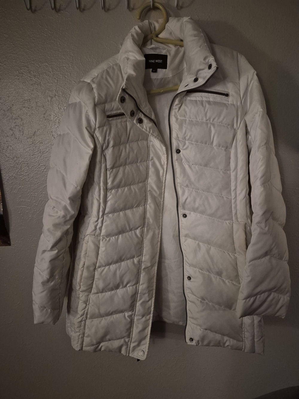 Nine West Off-White Quilted Puffer Jacket
